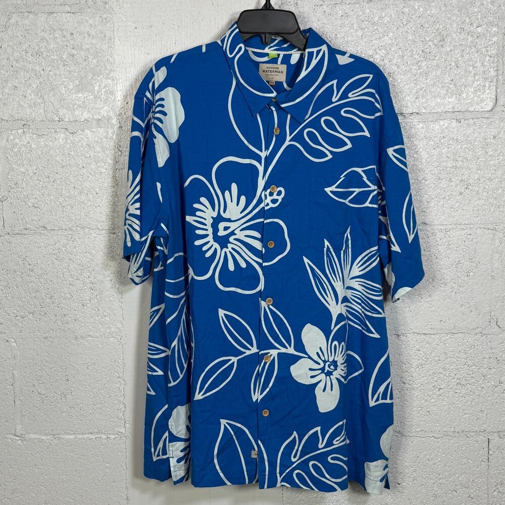 Quiksilver Waterman Cruise Town Short Sleeve button up blue/white 2XL $74